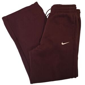 EUC M Women's Nike Burgundy Sweatpants w/Elastic Waist & Drawstring 29" Inseam